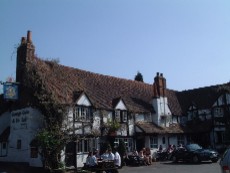 the bull at sonning: good pint, extensive and expensive wine by the glass, good pub grub at high prices